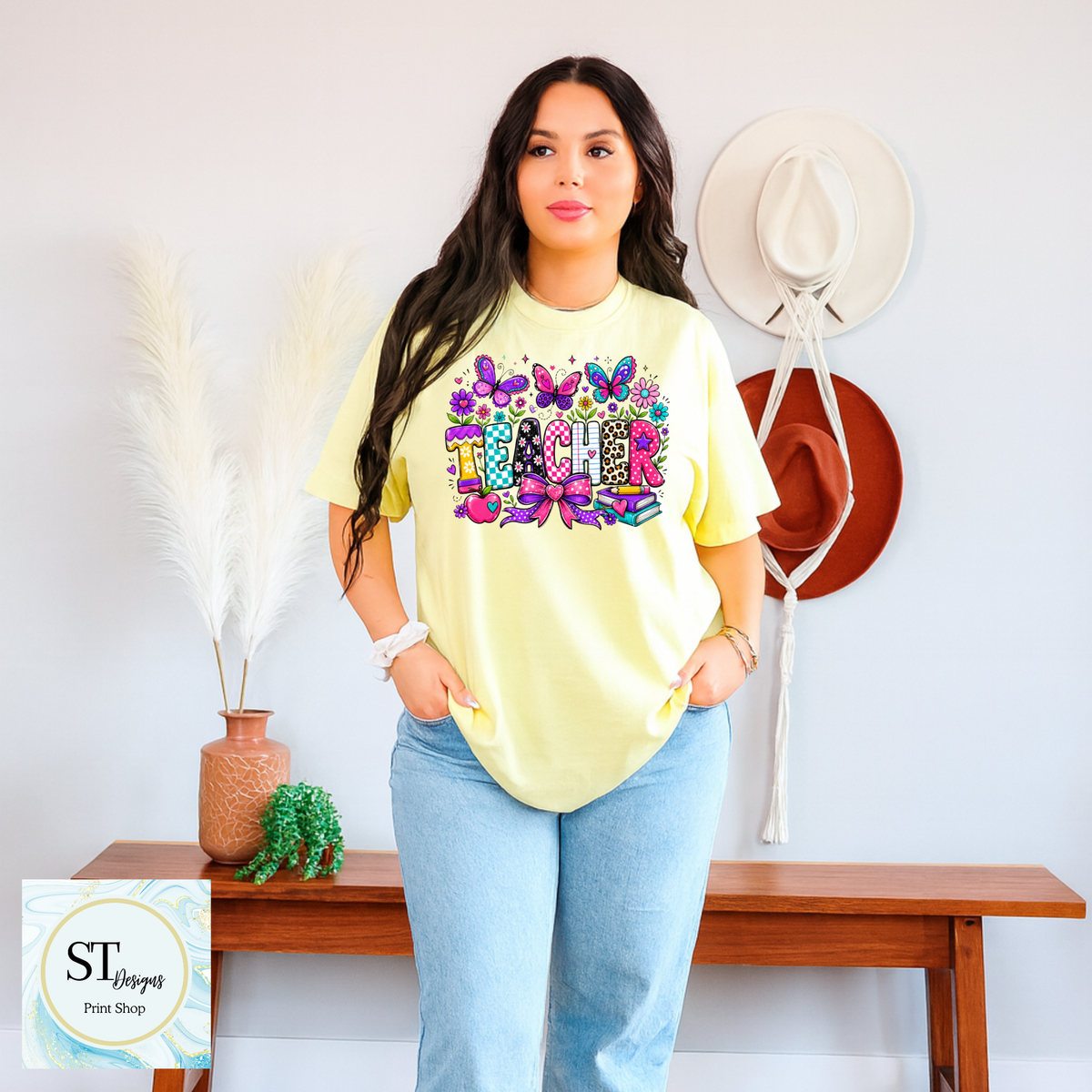 Colorful Butterfly Teacher Crewneck Sweatshirt | Cute Butterfly Floral Teacher Sweatshirt | Teacher Appreciation Gift | Back to School | Unisex S-5XL