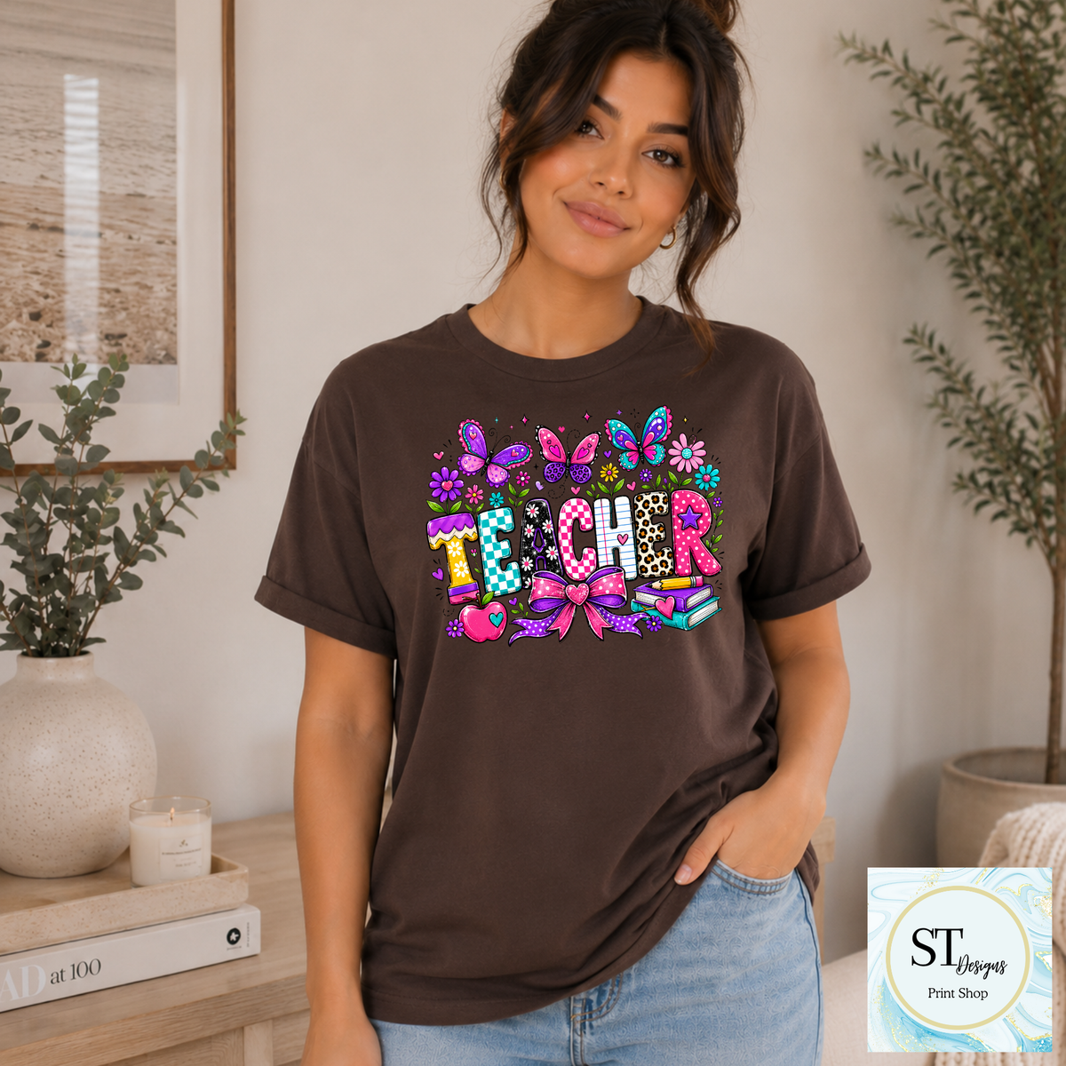 Colorful Butterfly Teacher Crewneck Sweatshirt | Cute Butterfly Floral Teacher Sweatshirt | Teacher Appreciation Gift | Back to School | Unisex S-5XL