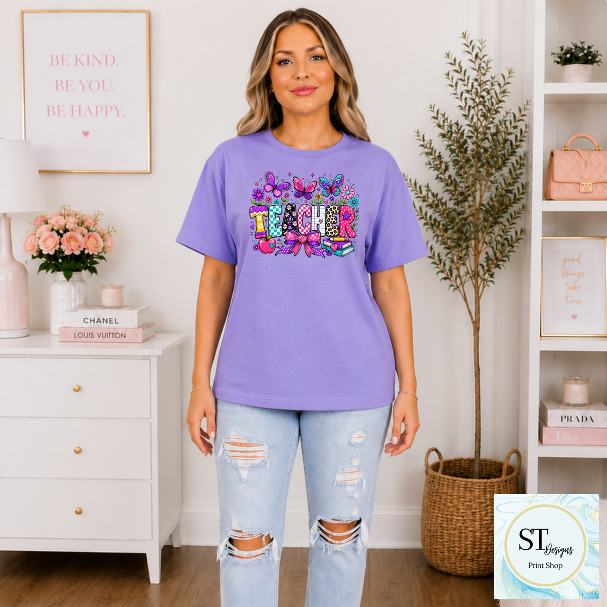 Colorful Butterfly Teacher Crewneck Sweatshirt | Cute Butterfly Floral Teacher Sweatshirt | Teacher Appreciation Gift | Back to School | Unisex S-5XL